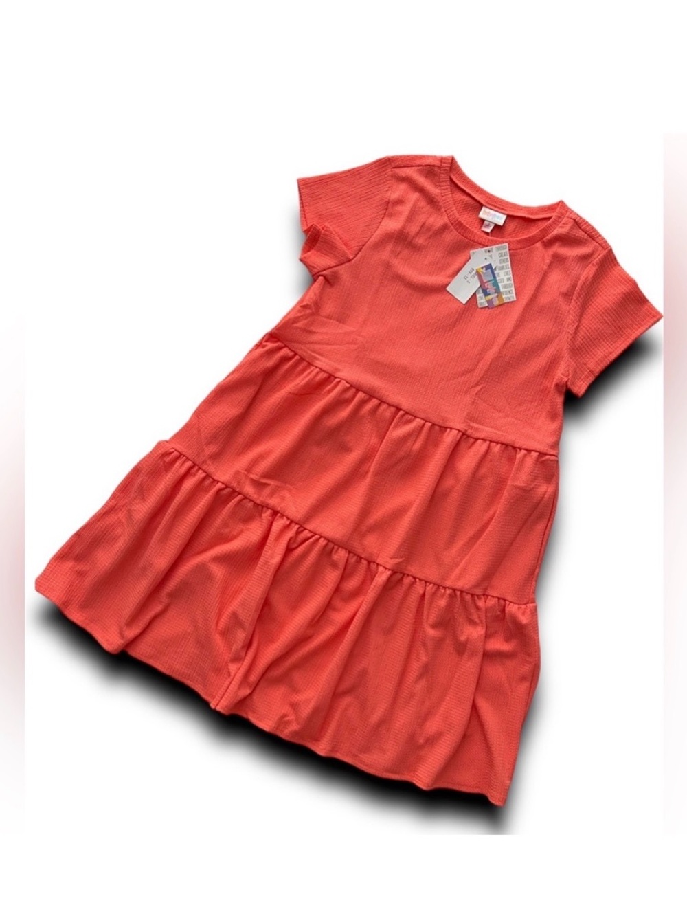 LuLaRoe Ariel Three Tiered Dress with Side Seam Pockets • Melon Color